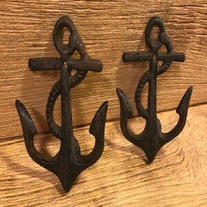 Two (2) Cast Iron Anchor Small Hooks 5 1/4" tall & b4" wide Two (2) 0170-05231